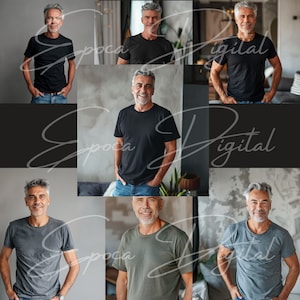 Men’s T-Shirt Mockups Bundle | 8 Flat Lay PNG Files | Editable Canva Display for POD Sellers | Instant Download for Etsy Listings