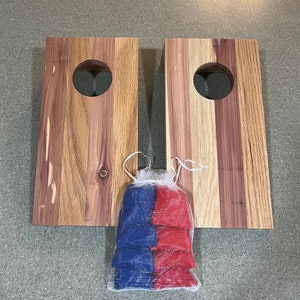 Mini Cornhole Bags Hardwood Set