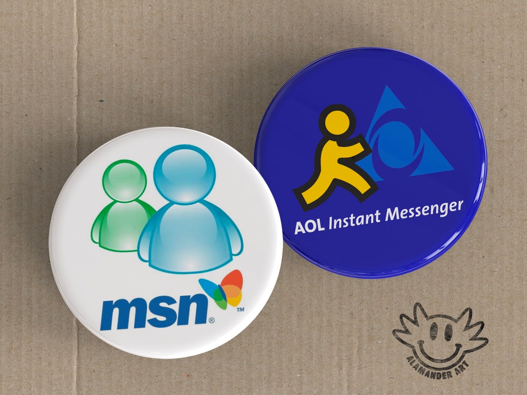 MSN + AIM Messenger Nostalgia   Pinback Buttons - 1.5&quot;