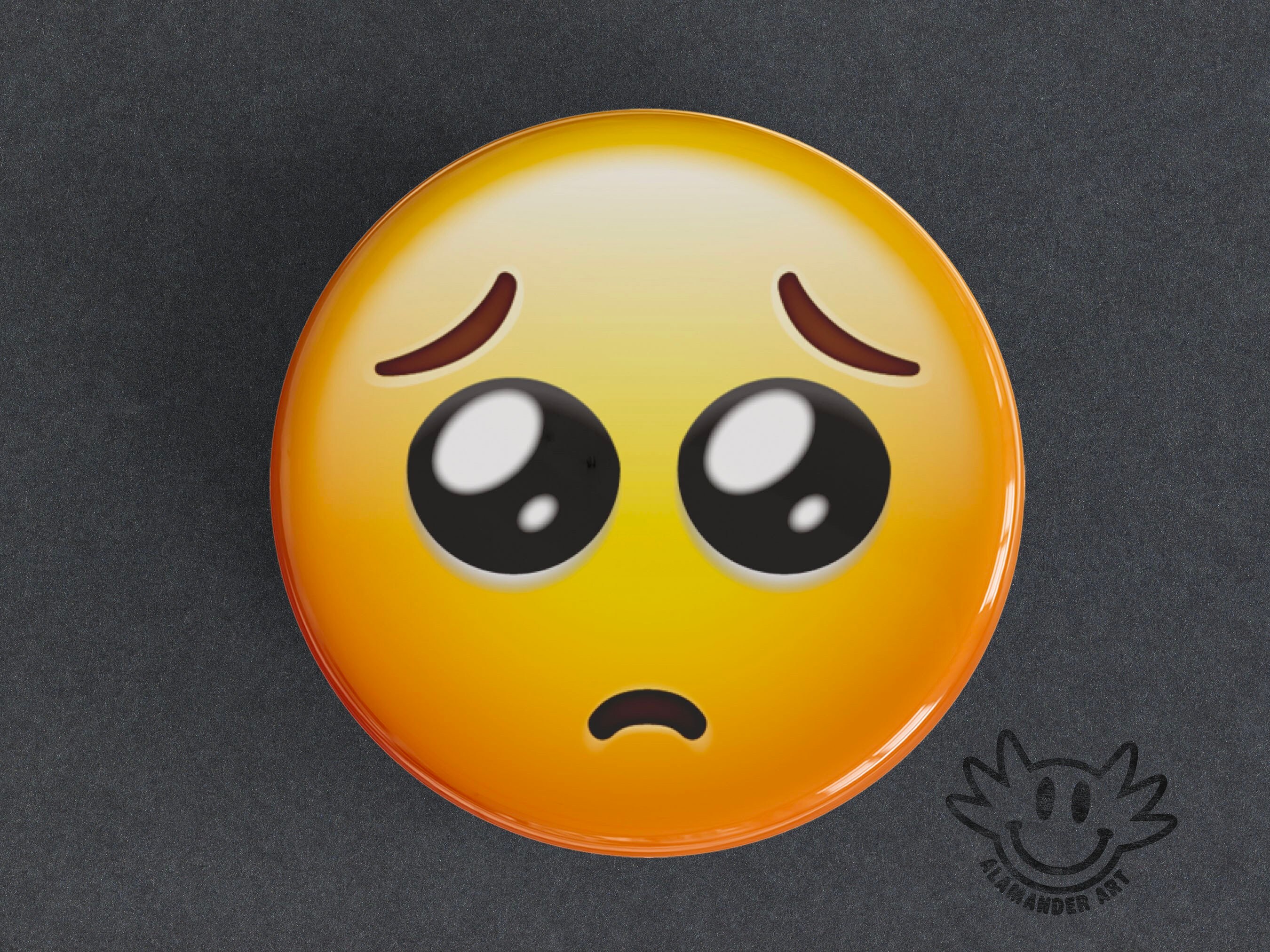 Funny Bug-Eyed Distorted Emoji Meme Pinback Button - 1.5