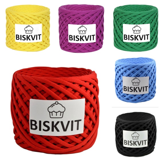 Biskvit, T-shirt Yarn for Crocheting & Knitting, Cotton Fabric Yarn,  Spaghetty Yarn 