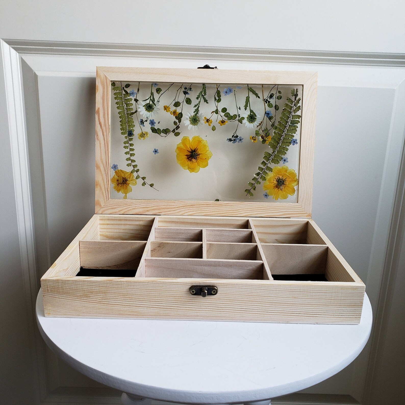 Real Flower Jewelry Box / Velvet Lined Infinished Wood Storage Etsy