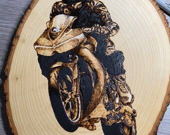 Custom Motorcycle Woodburning