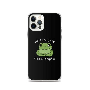 Inga tankar huvud tomt gulligt citat groda meme estetik - mental hälsa kawaii padda - ledsen storögd groda - grön groda gåva - iPhone-skal