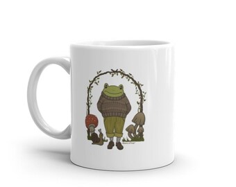 Goblincore Aesthetic Frog Coffee Mug, Mushrooms Toad in Grandpa Sweater Coffee Mugs, Snail Fungi Psychedelic Garden Tea Cups, Coffee Stuff
