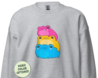 Sweat unisexe couleur drapeau pansexuel grenouilles, subtile Pan Pride LGBTQ esthétique, défilé du mois de la fierté pansexualité, pensée magenta jaune cyan