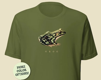 Cottagecore Aesthetic Frog Unisex T-Shirt, Toad in Vintage Meadowcore, Goblincore Froge, Phrog for Forest and Gardening Lover, Wildlife Gift
