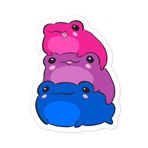 Sutil pila de ranas Bi Pride en colores de bandera bisexual Desfile del mes del orgullo LGBTQ de junio Pegatina