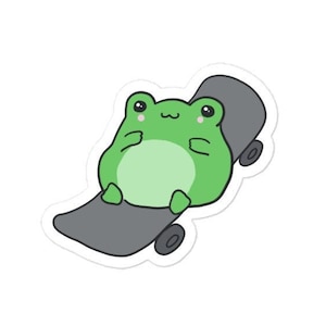 Süßer Frosch auf dem Skateboard sitzend - Cottagecore Kawaii Ästhetischer Skater Froggy - Skating-Kröte - Extremes Skateboard-Sportgeschenk - Aufkleber