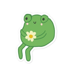Forg Aufkleber - Froschkuchen Meme - Süße klobige Kröte sitzend - Kawaii Ästhetische Phorg Blume - Lustig Trauriger Cottagecore Frogart - Geschenk für Kinder