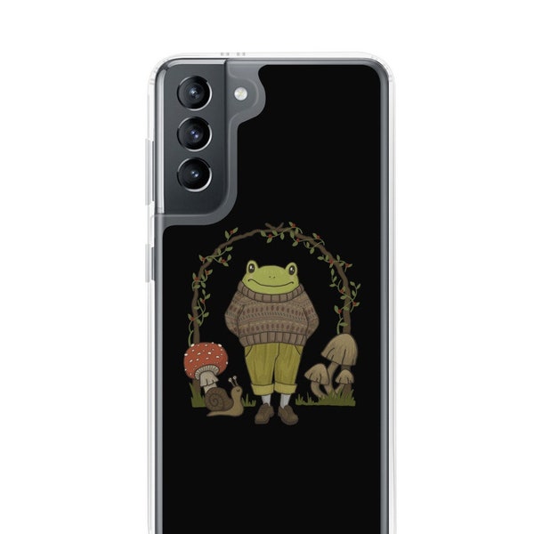 Goblincore Aesthetic Frog Mushrooms - Toad Wearing Grandpa Sweater Snail and Fungi Garden - Vintage Cottagecore Dark Academia - Samsung Case