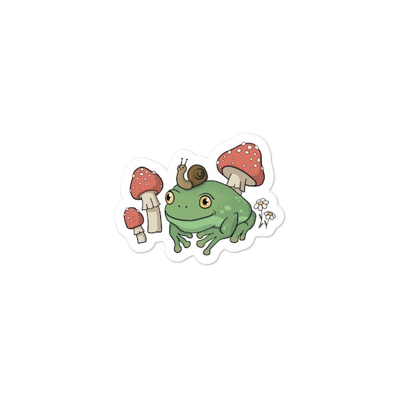 Bubble Free Stickers Cottagecore Aesthetic Frog Snail Hat Etsy