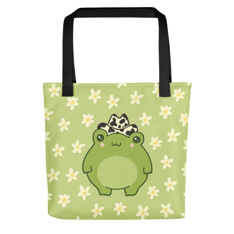 Tote Bag Cute Frog With Cowboy Hat Kawaii Cottagecore - Etsy