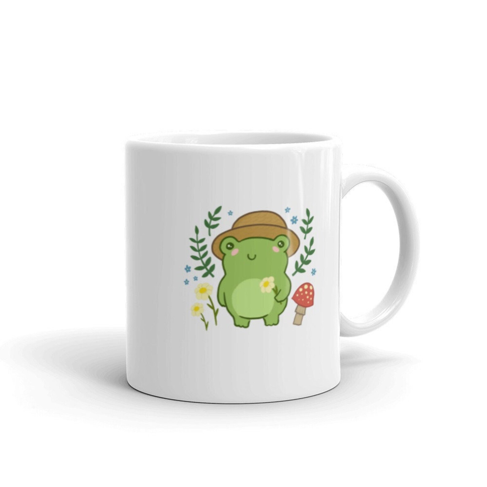 Cute Green Frog Coffee Mug, Kawaii Mushroom Flower Tea Cup, Funny Teens ...