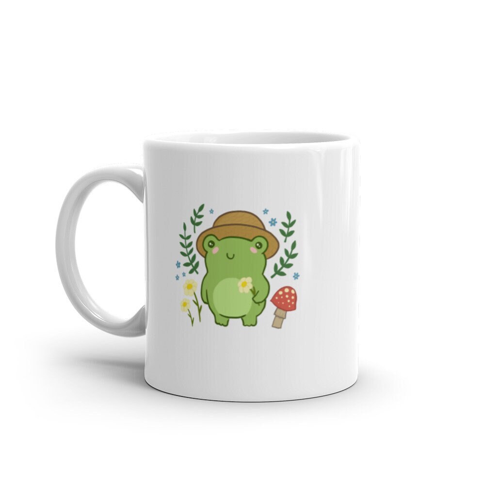 Cute Green Frog Coffee Mug, Kawaii Mushroom Flower Tea Cup, Funny Teens ...