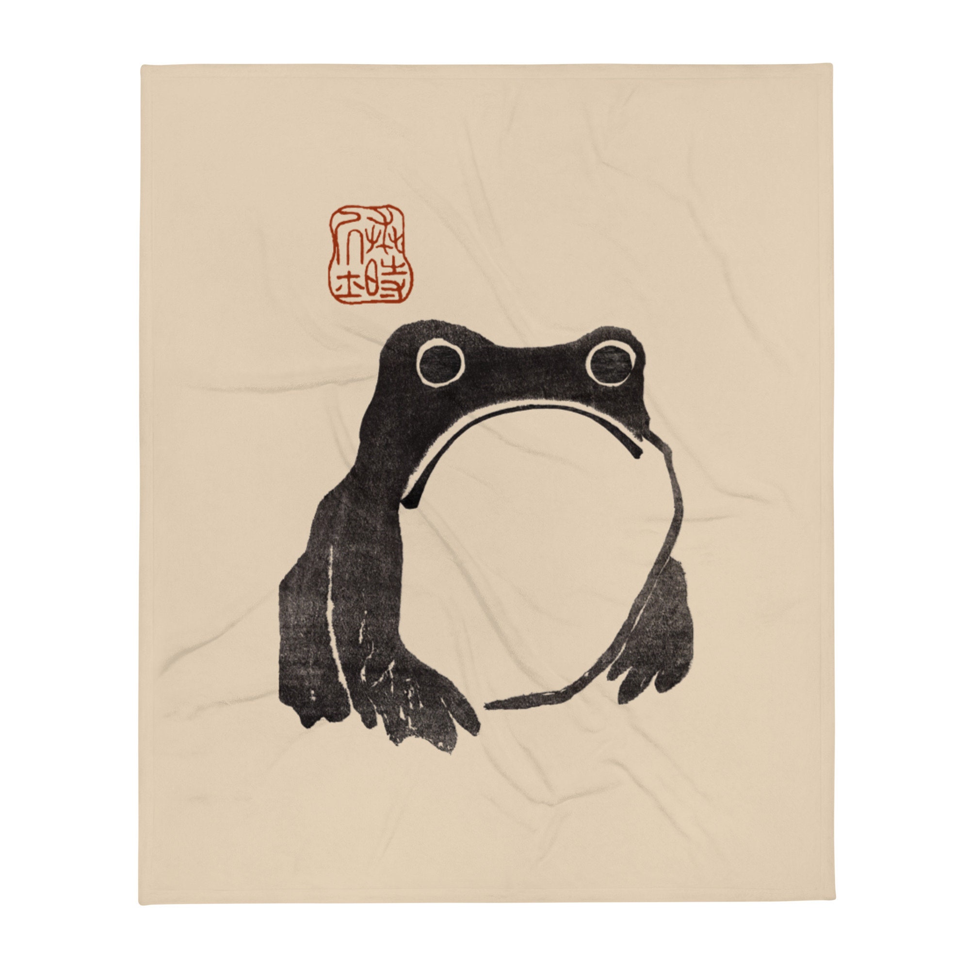 Grumpy Japanese Unimpressed Frog - Cute Sad Cottagecore Toad - Vintage ...