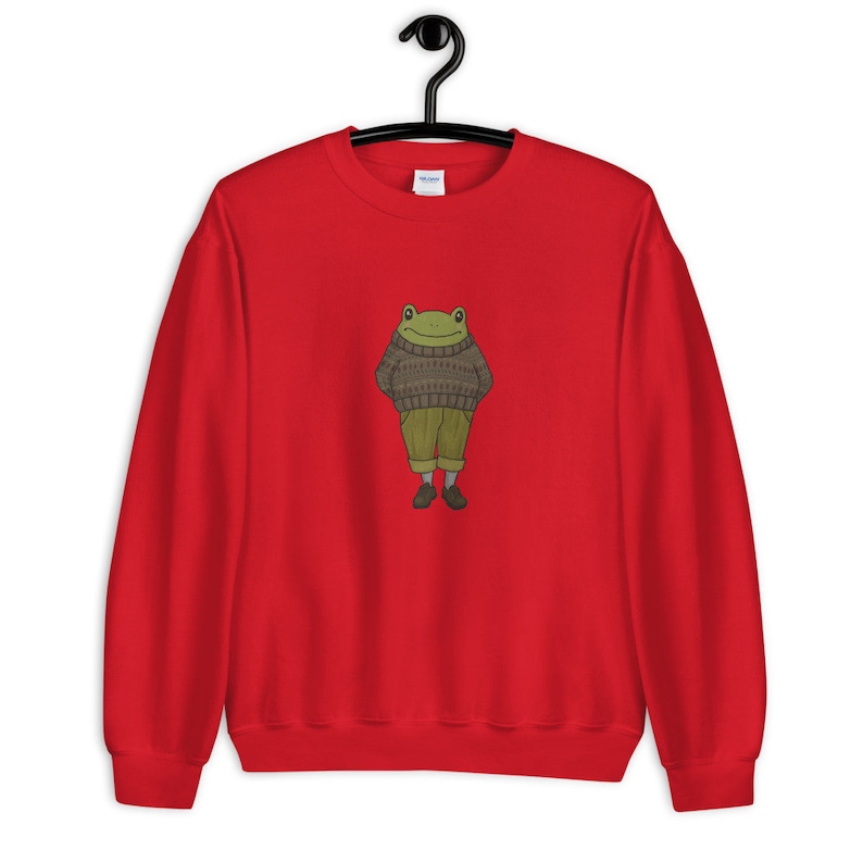 Frog Wearing a Knitted Sweater Cute Cottagecore Frog Etsy
