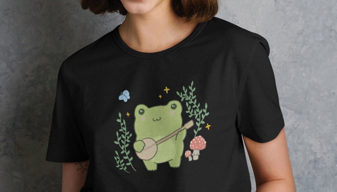 Sad Frog Kidcore with Black Background Kids T-Shirt for Sale by