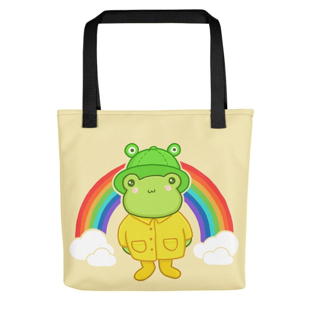 All-over Print Tote Bag Cute Frog With Hat Rainbow Kawaii - Etsy