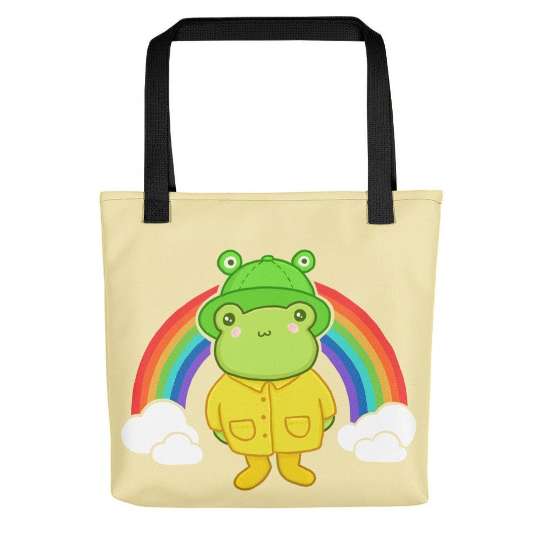 All-over Print Tote Bag - Cute Frog With Hat Rainbow Kawaii Aesthetic ...