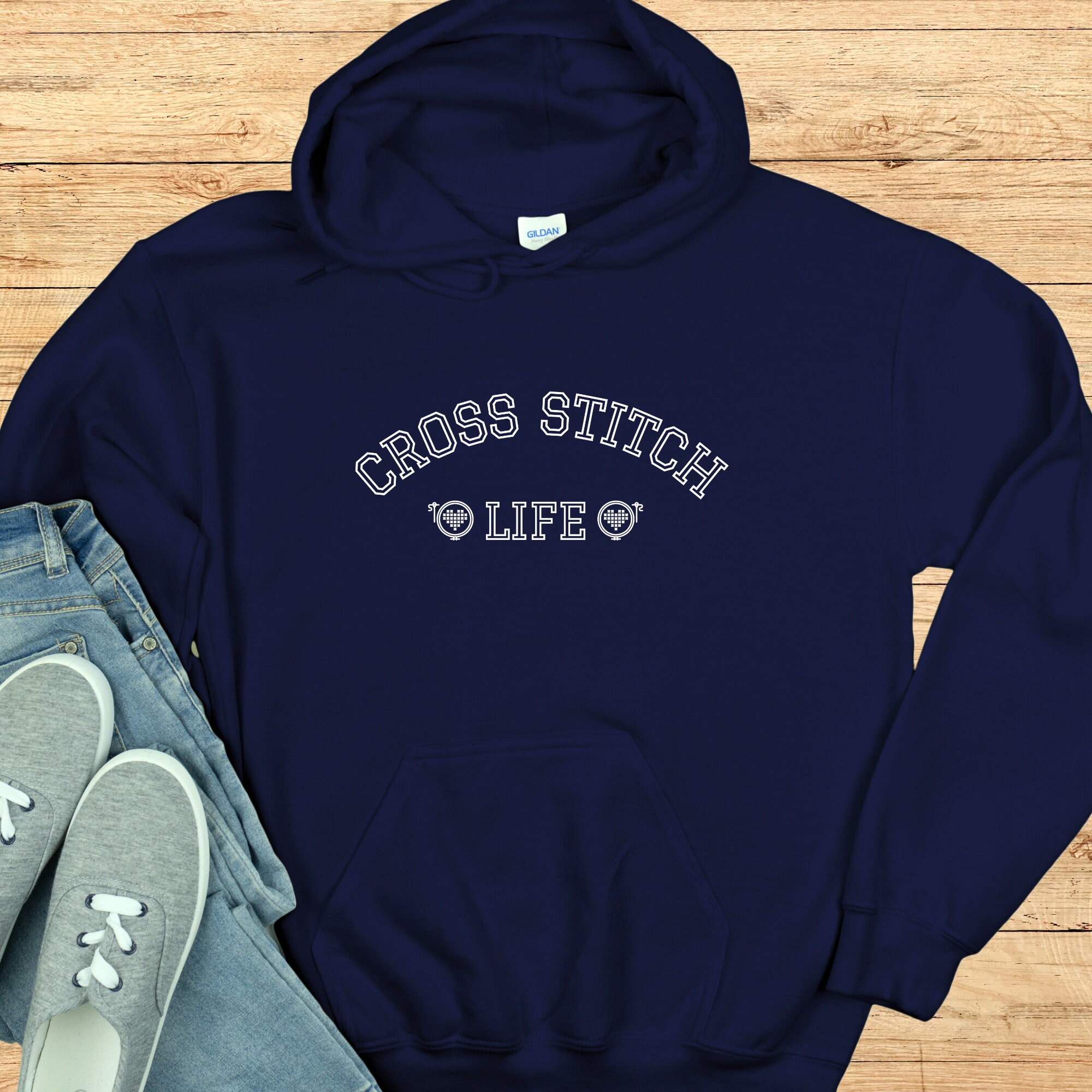 Stitchfolk Cross Stitch Life Hoodie, Cross Stitch Sweatshirt