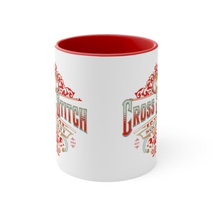 Caneca de café com interior e alça vermelha Stitchfolk Cross Stitch, 11oz imagem 2