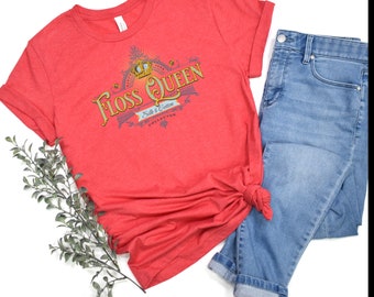 Camiseta Stitchfolk Floss Queen, camiseta com ponto cruz, presente para ponto cruz, camisa com ponto cruz