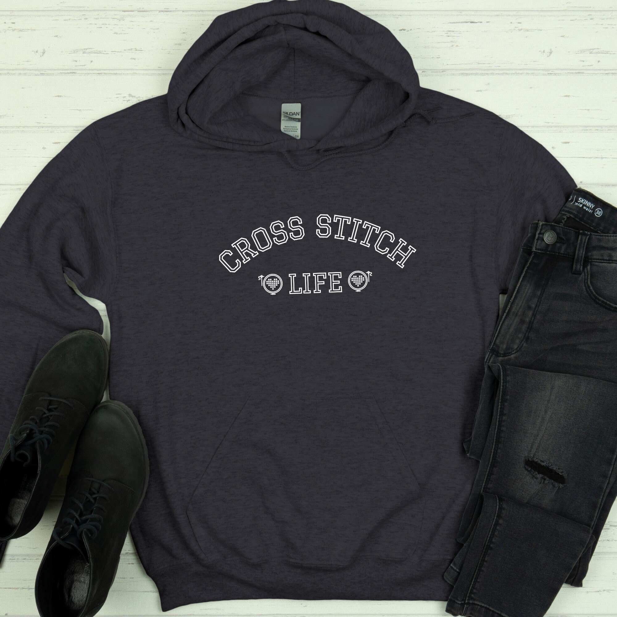 Stitchfolk Cross Stitch Life Hoodie, Cross Stitch Sweatshirt
