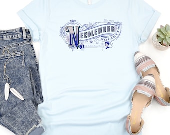 Camiseta Stitchfolk Needlework Society, camisa em ponto cruz, camisa bordada, presente para mamãe, presente para costurador