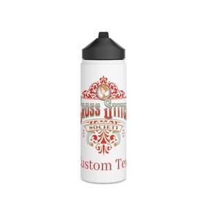 Stitchfolk Personalized 18oz Stainless Steel Water Bottle, Cross Stitch,  White 