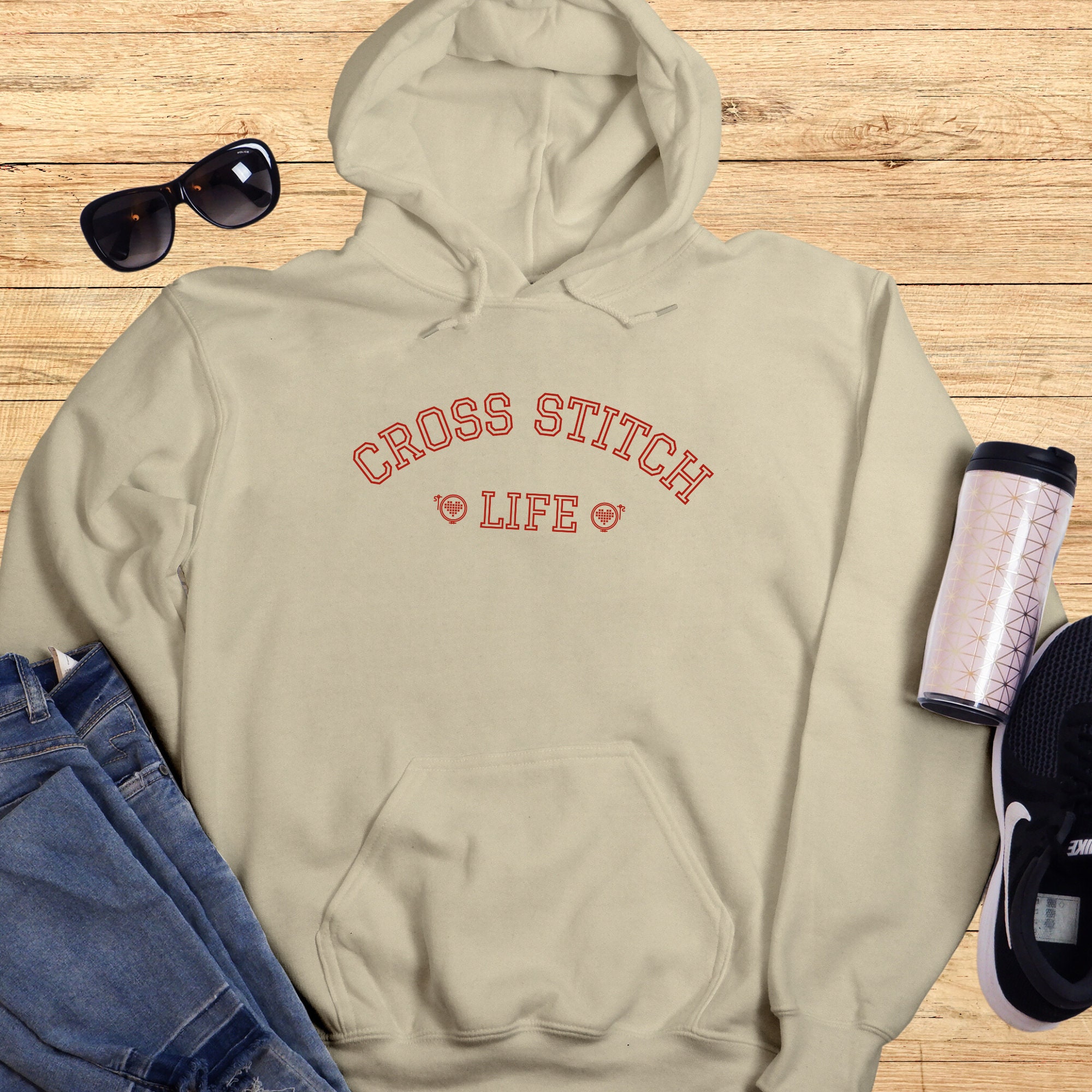 Stitchfolk Cross Stitch Life Hoodie, Cross Stitch Sweatshirt