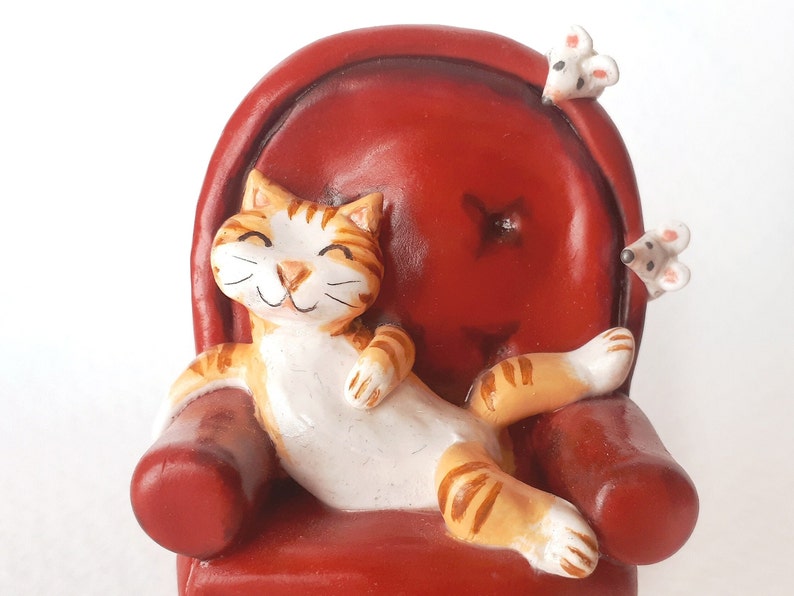 Cat figurine custom clay figure, Cat ornament personalized pet memorial gift, Custom pet portrait pet loss gifts, Miniature cat lover gift image 8