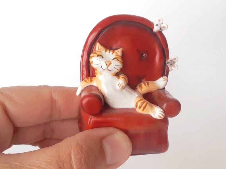 Cat figurine custom clay figure, Cat ornament personalized pet memorial gift, Custom pet portrait pet loss gifts, Miniature cat lover gift 2.5 Inches