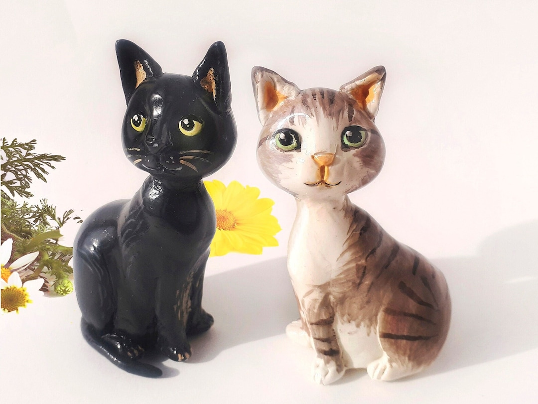 Cat Figurine Custom Clay Figure, Cat Ornament Personalized Pet Memorial ...