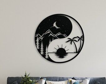 Blue Colourful Fabulous Ying Yang Design Picture Small Wall Art Tapestry Poster 