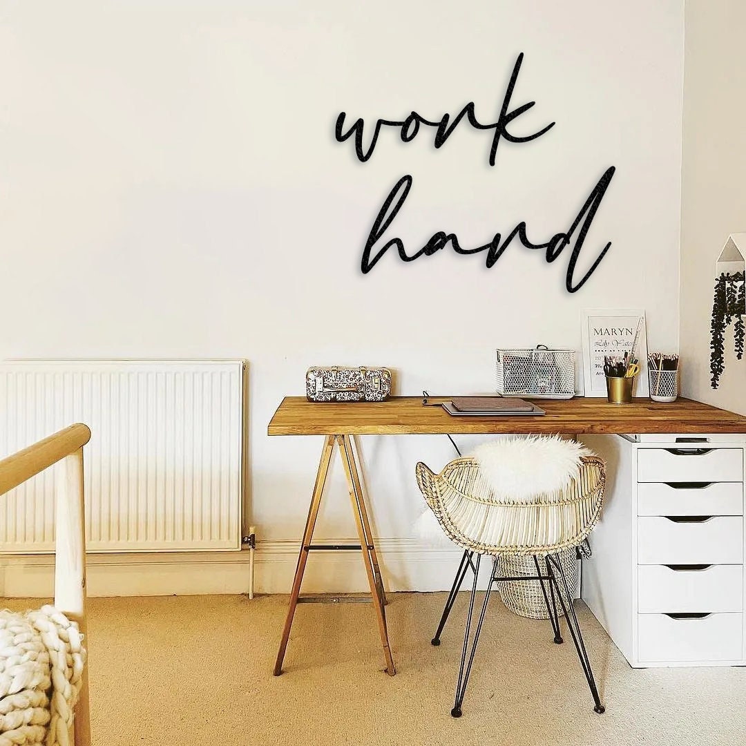 Work Hard Wall Decor Work Hard Office Decor Work Hard Wall Etsy