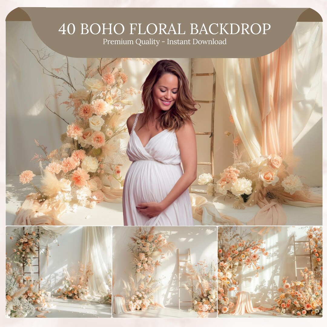 White Boho Digital Backdrops Maternity Digital Backdrops Studio ...