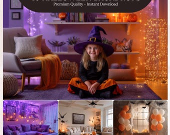 Spooky Halloween Room Photography Backdrop Bundle