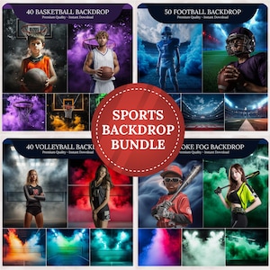 Mega Sports Backgrounds & Digital Backdrops | Baseball, Basketball, Football, Volleyball, Soccer Backdrop | Senior Sport Posters