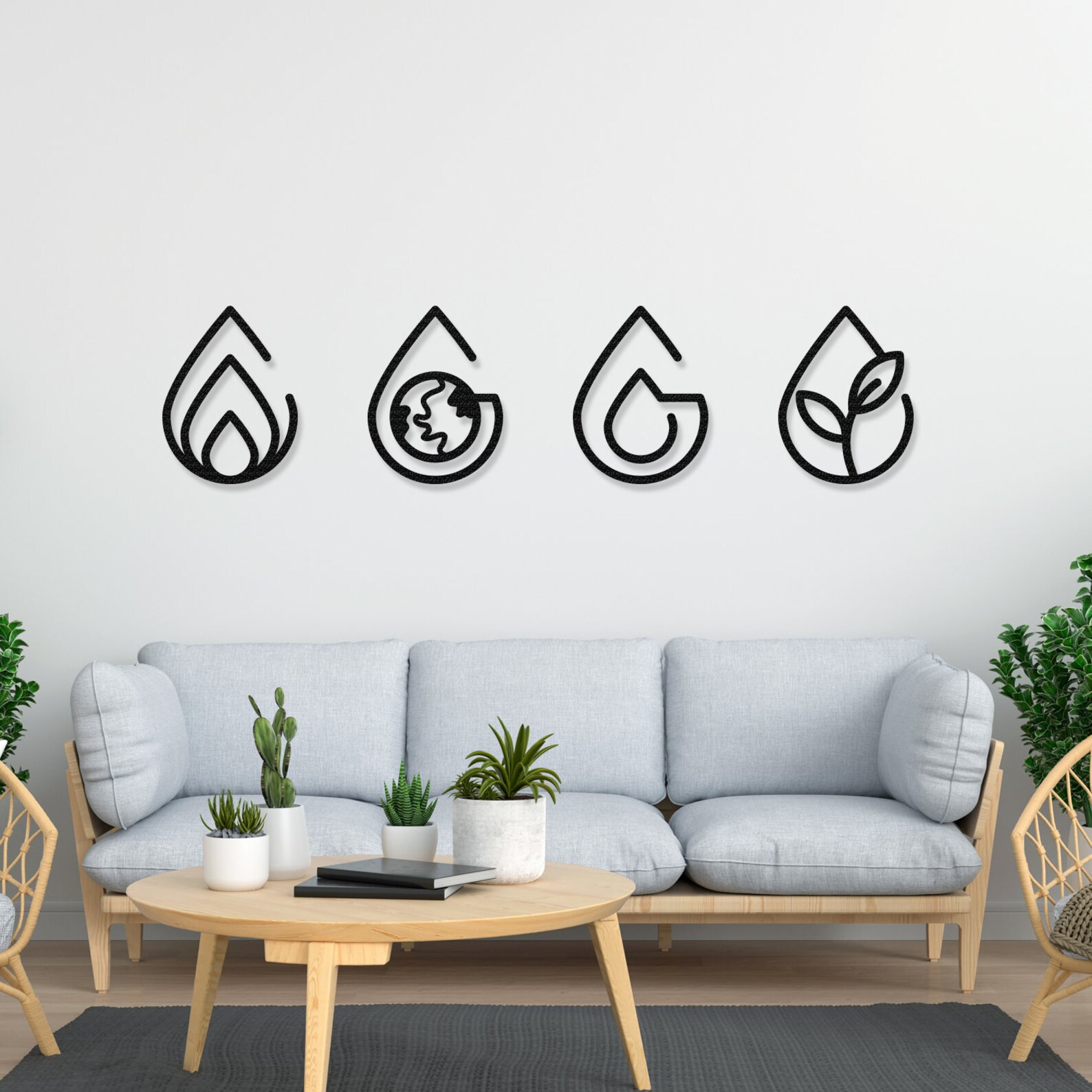 Four Elements Metal Wall Art Four Elements Metal Decor Metal Etsy UK