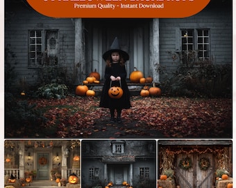 34 Halloween Backdrop Digital Bundle, Horror Fotografie Hintergrund Set, Kürbis Backdrop Collection