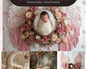 Sfondo digitale neutro per neonati: sovrapposizione di fotografia di carrozzina di fiori (300 DPI)