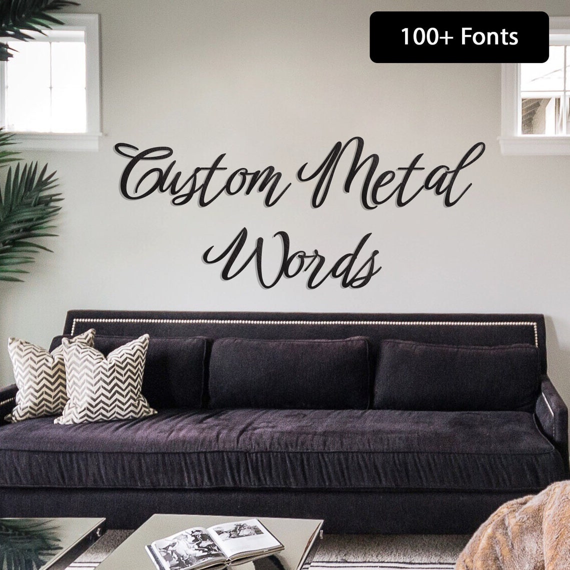 Custom Metal Words Wall Art Font Options Text Wall Art Etsy