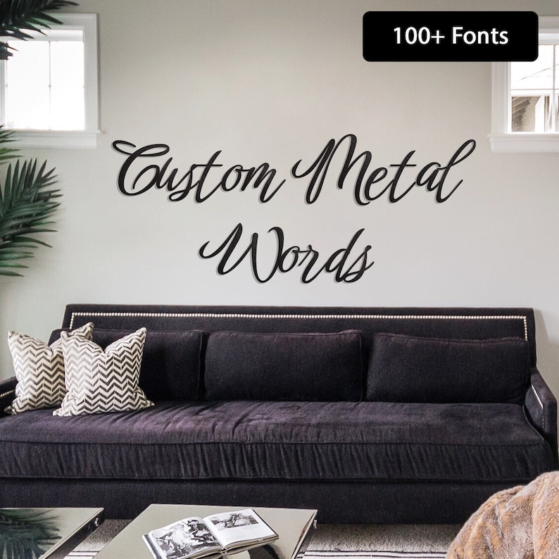 Custom Metal Words Wall Art Font Options Text Wall Art Etsy