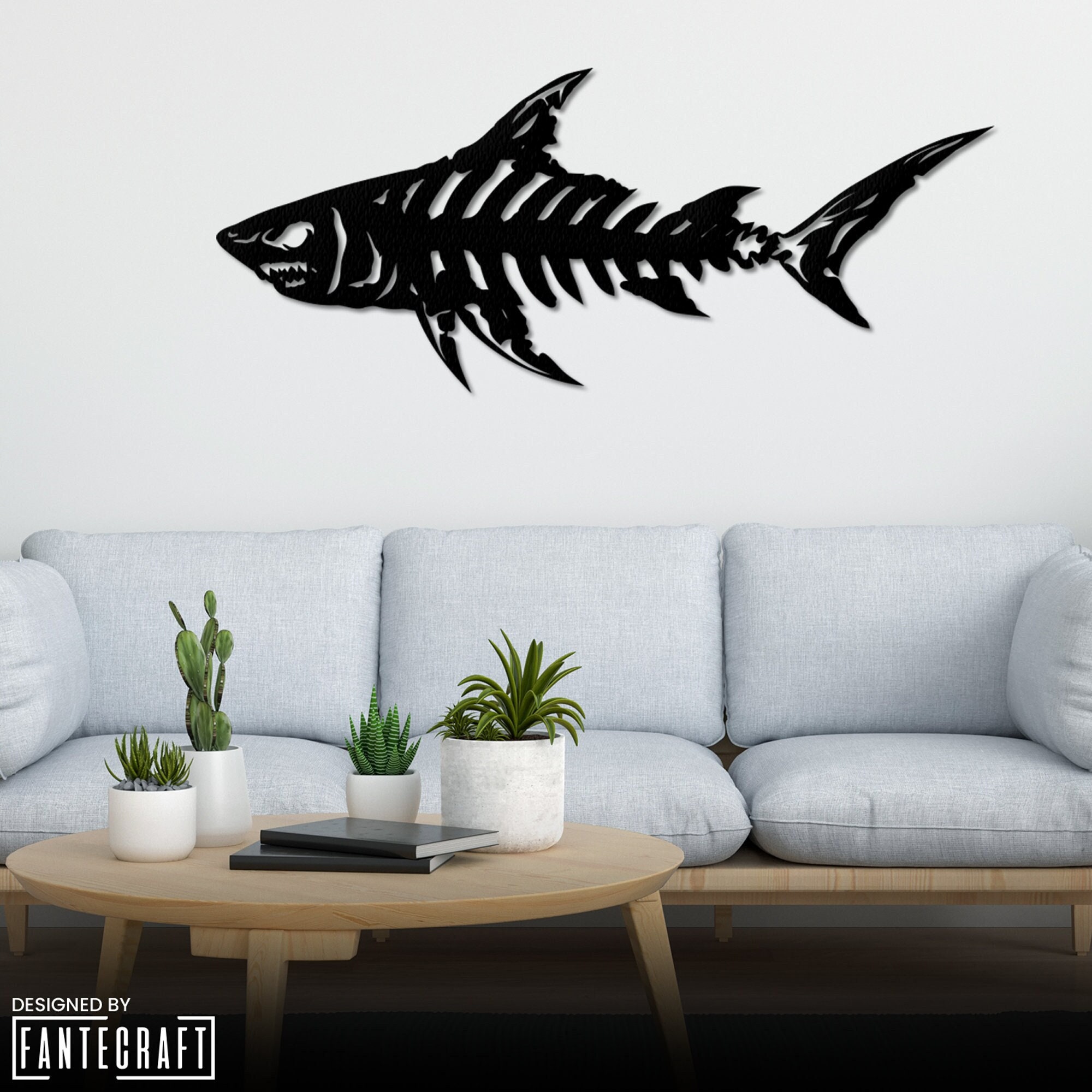 Metal Wall Art Shark Bones Fishbones Metal Wall Art Shark Etsy
