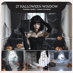 Scary Halloween Window CG Digital Backdrops, Window Backgrounds, Ghosts, Halloween Background, Instagram, TikTok, Halloween Backdrop