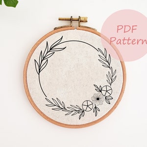 Patrón de bordado de corona floral: Plantilla fácil de hacer (patrón PDF)