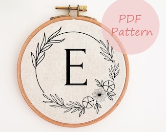 26 letter hand embroidery design, Alphabet monogram embroidery pattern, Floral embroidery PDF pattern, Nursery embroidery art, DIY baby gift