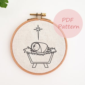 Baby Jesus embroidery pattern, Christmas Jesus embroidery PDF pattern, nativity scene hand embroidery design, religious embroidery, DIY gift