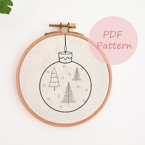 Christmas tree ornament embroidery pattern, winter embroidery PDF pattern, hand embroidery design, embroidery template, Xmas ornament 2023